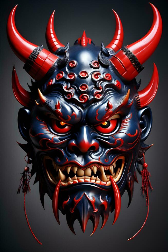 AI generated Japanese mask, oni mask, devil mask illustration photo