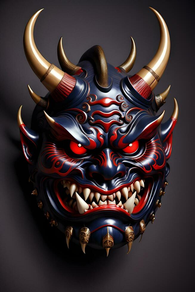 AI generated Japanese mask, oni mask, devil mask illustration photo