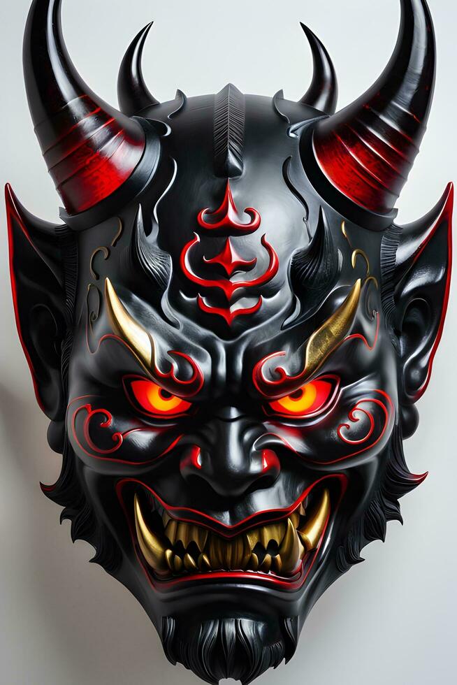 AI generated Japanese mask, oni mask, devil mask illustration photo