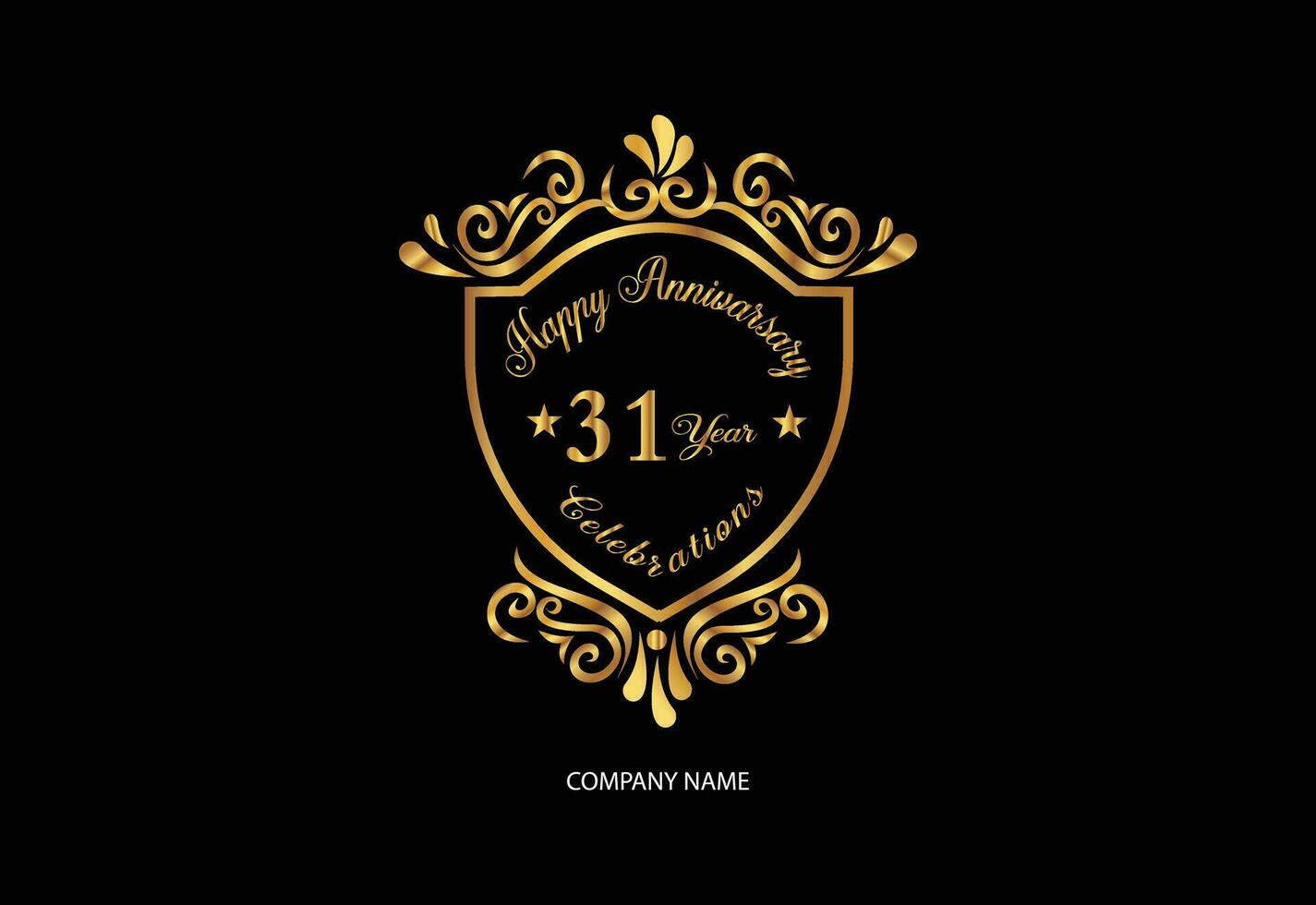 31 anniversary celebration logotype with handwriting golden color elegant design vector