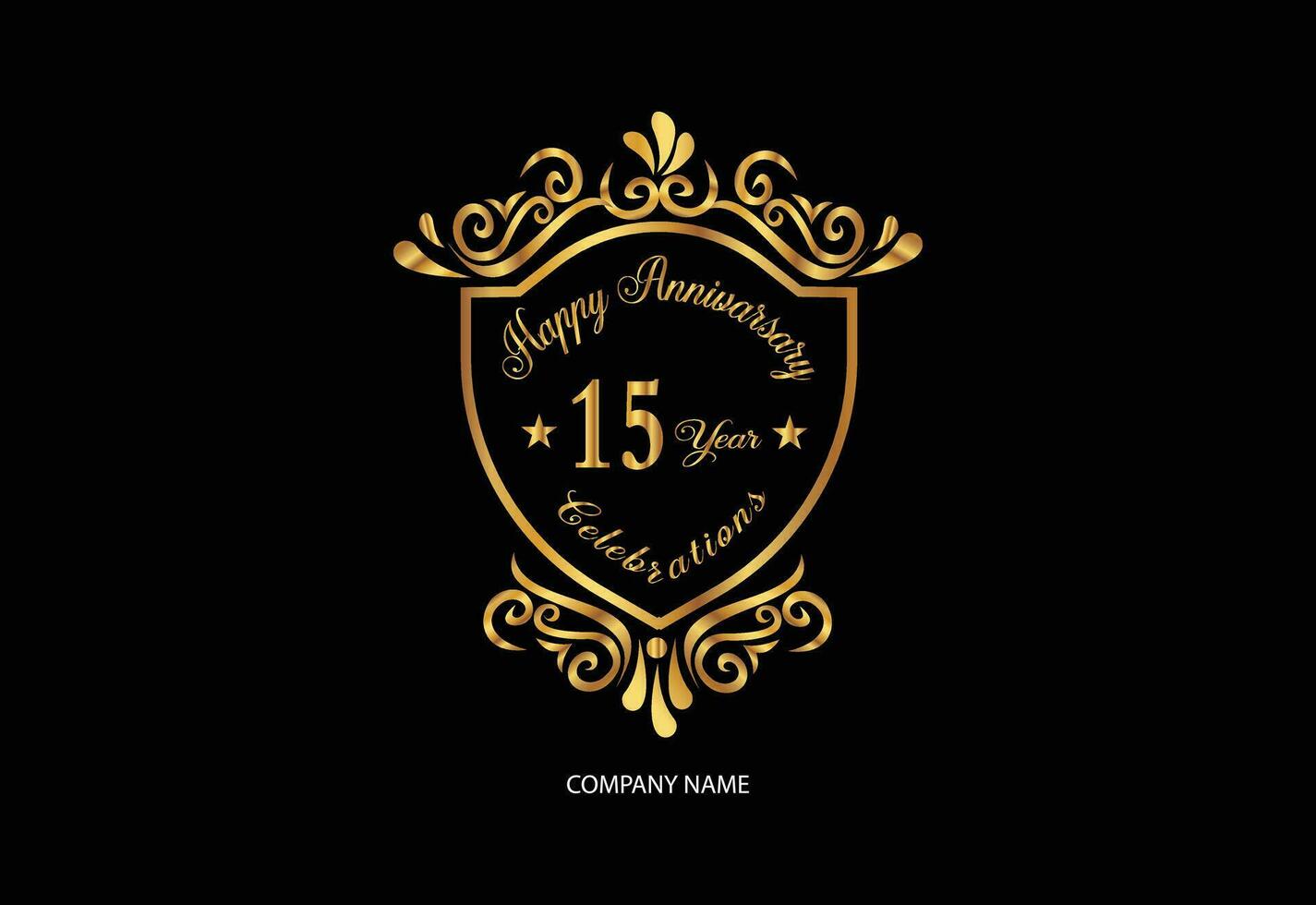 15 aniversario celebracion logotipo con escritura dorado color elegante diseño vector