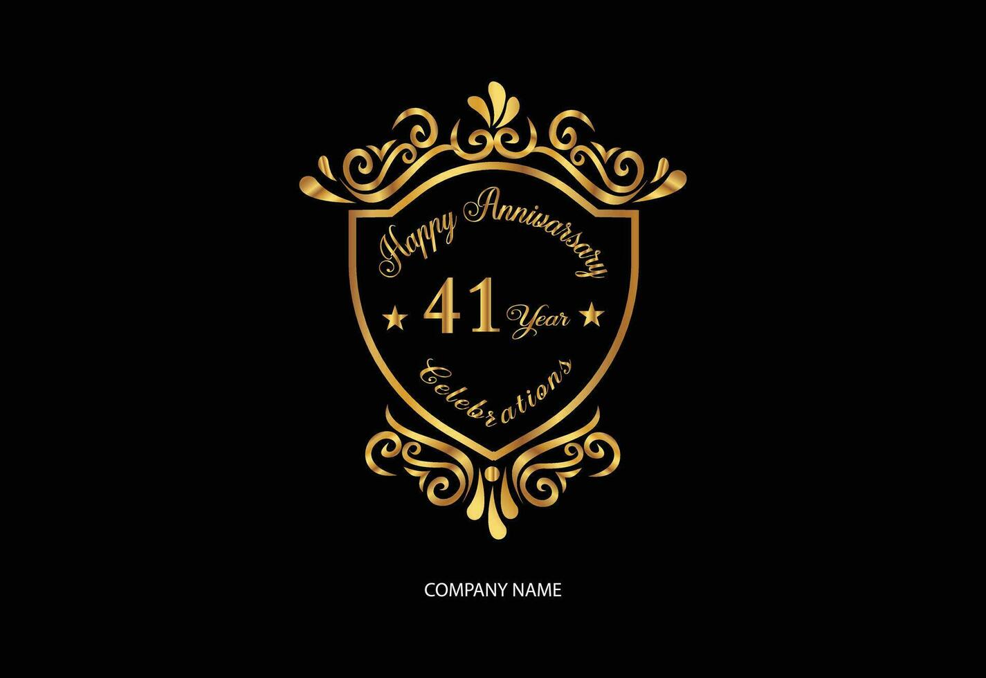 41 anniversary celebration logotype with handwriting golden color elegant design vector