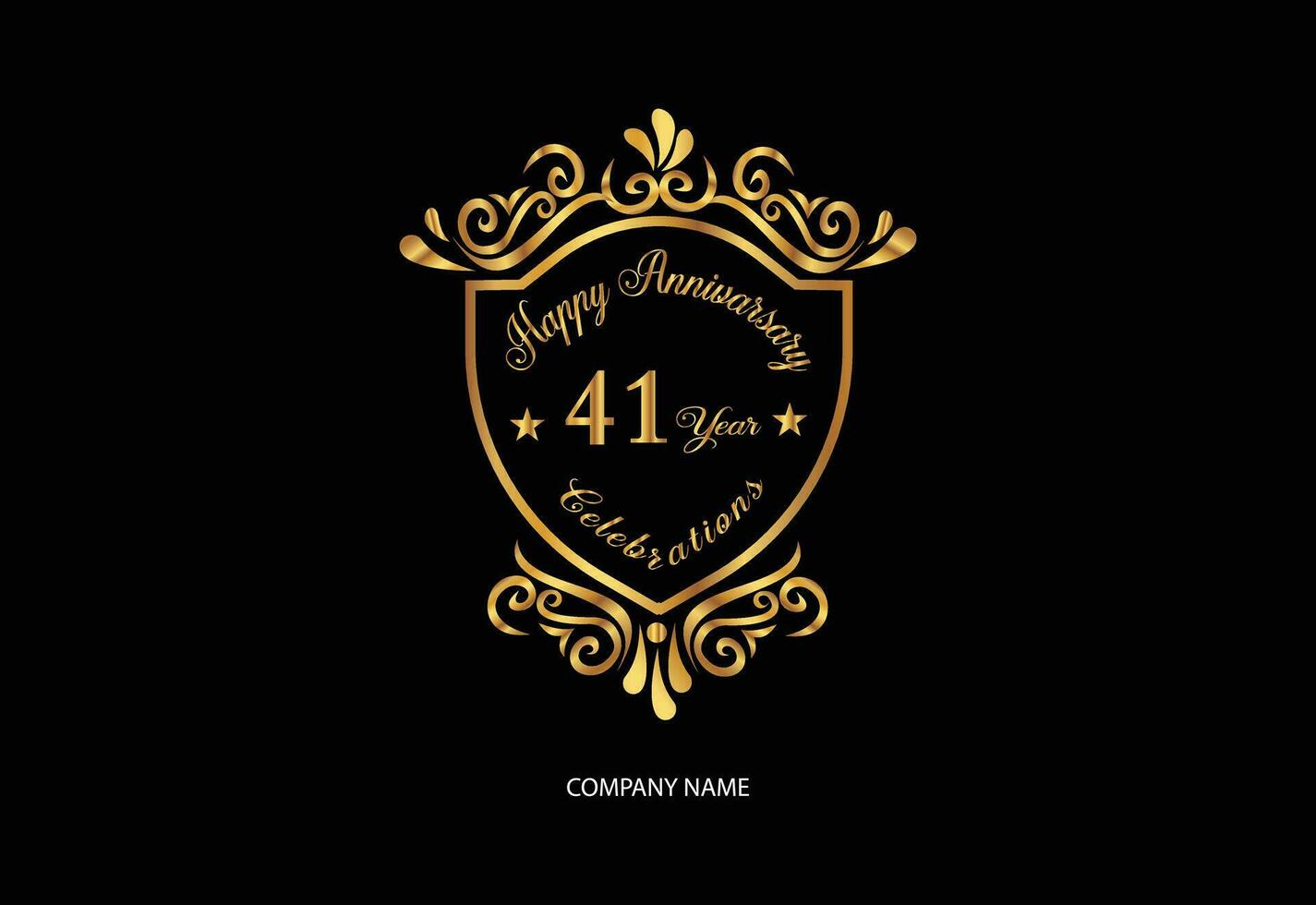 41 anniversary celebration logotype with handwriting golden color elegant design vector