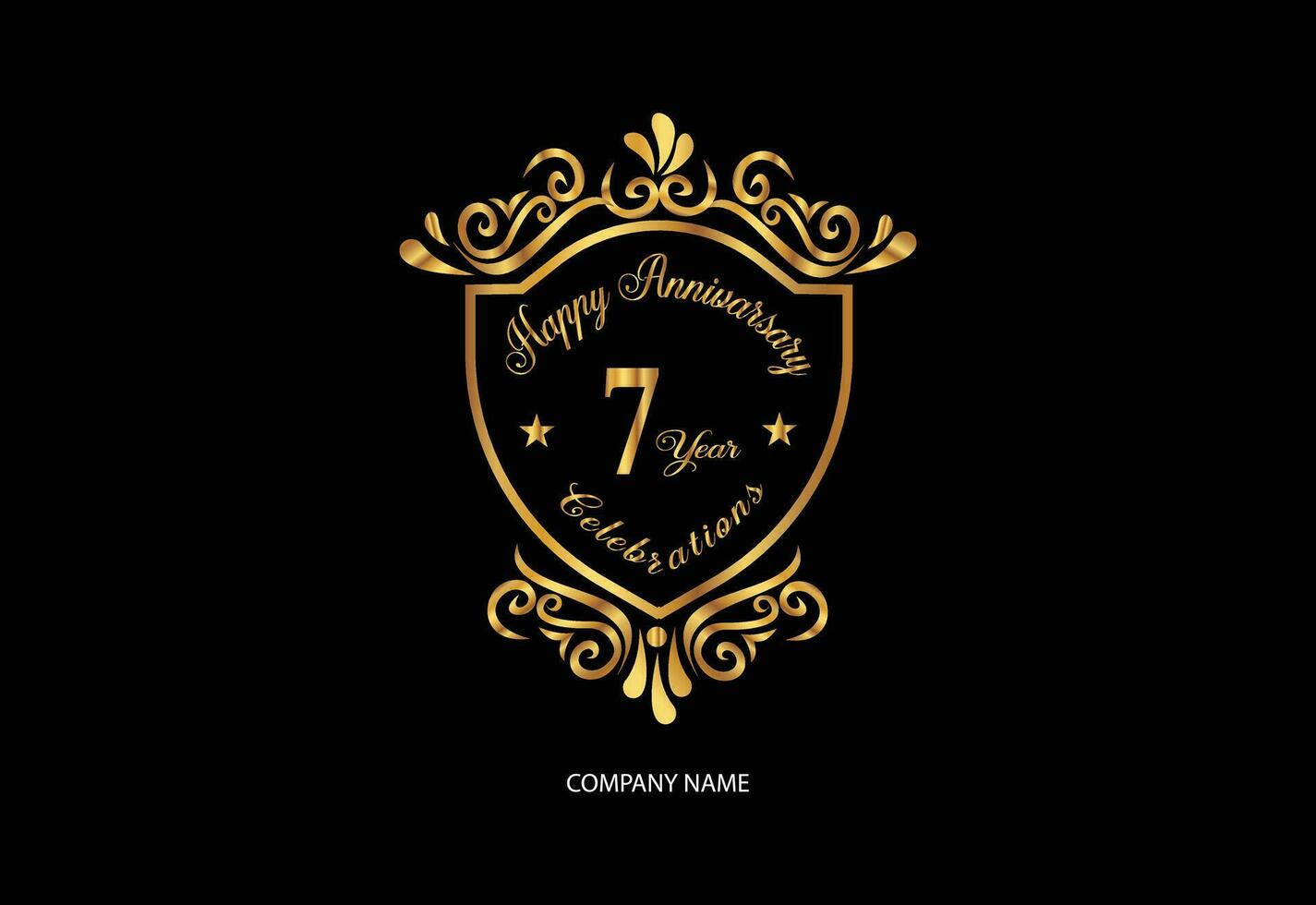 7 anniversary celebration logotype with handwriting golden color elegant design vector