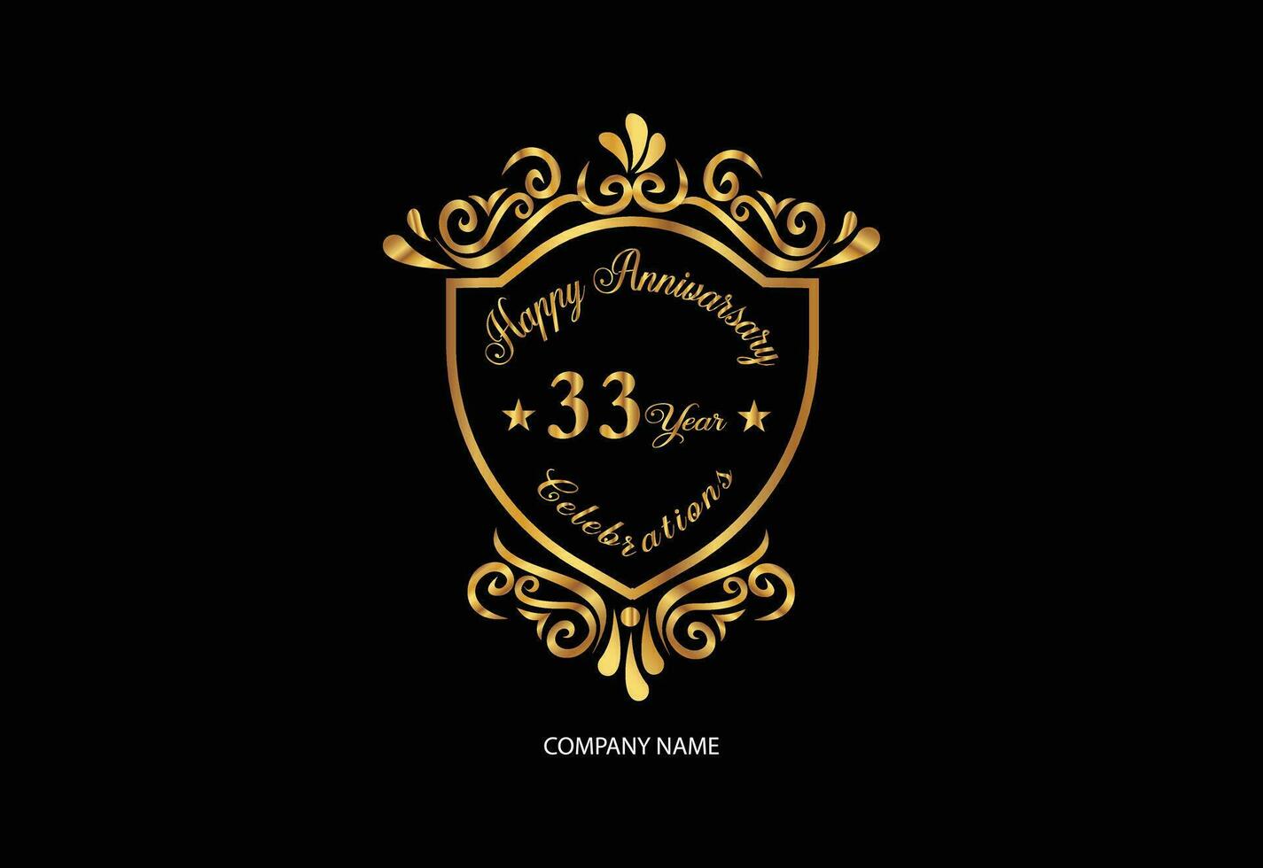 33 anniversary celebration logotype with handwriting golden color elegant design vector