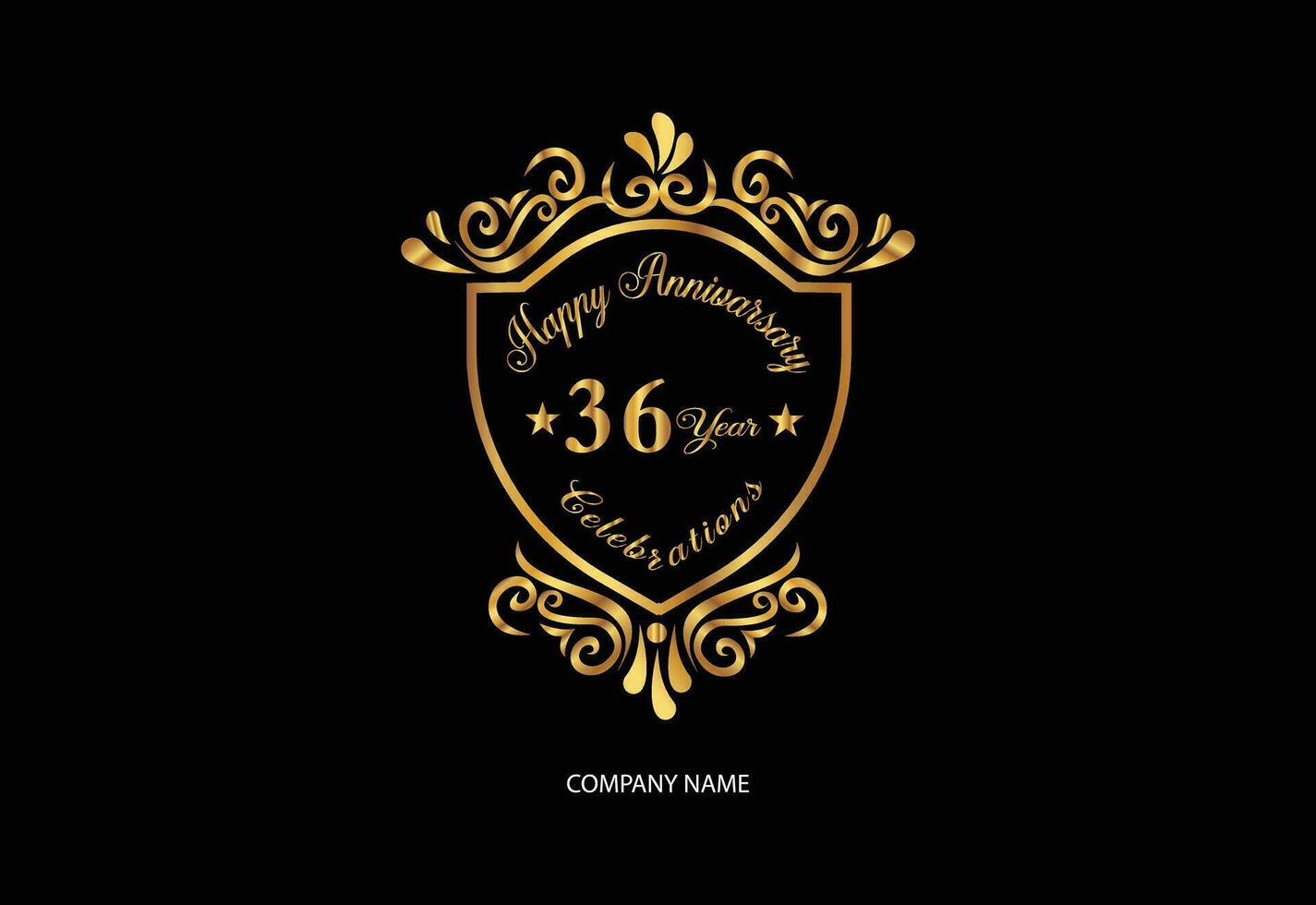 36 anniversary celebration logotype with handwriting golden color elegant design vector