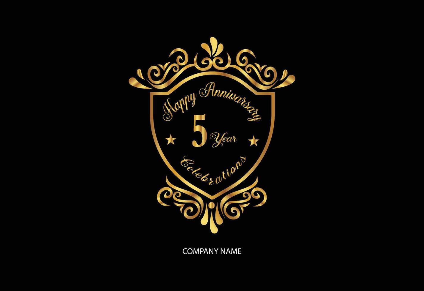 5 5 aniversario celebracion logotipo con escritura dorado color elegante diseño vector