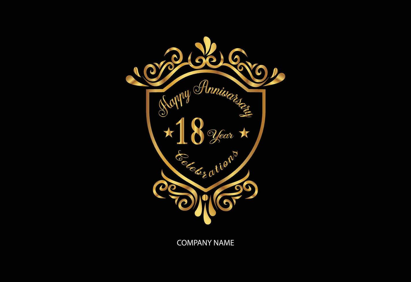 18 anniversary celebration logotype with handwriting golden color elegant design vector