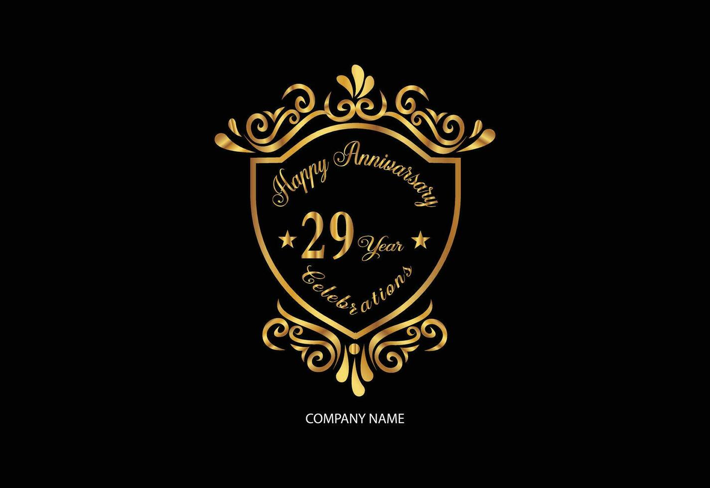 29 anniversary celebration logotype with handwriting golden color elegant design vector