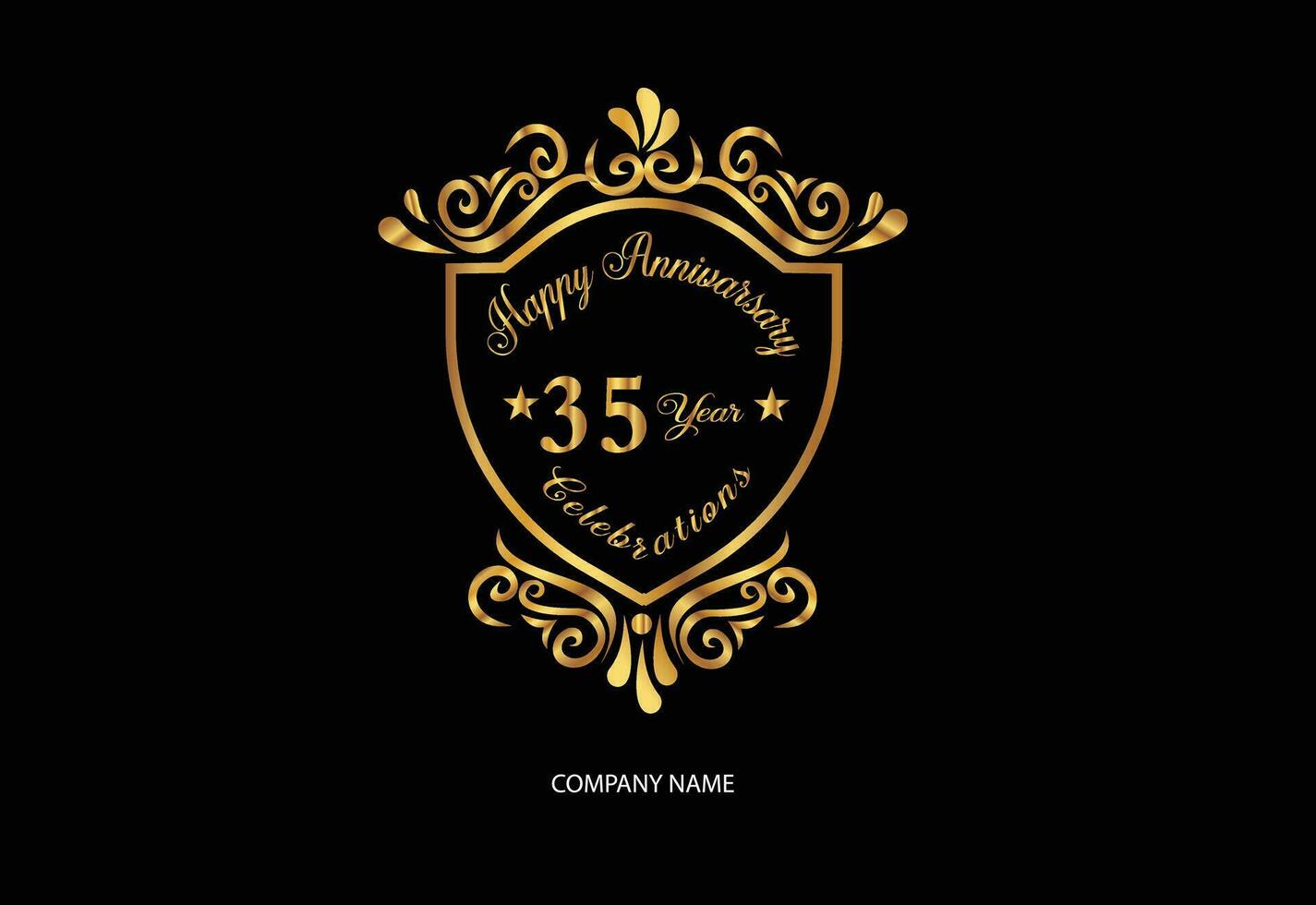 35 anniversary celebration logotype with handwriting golden color elegant design vector
