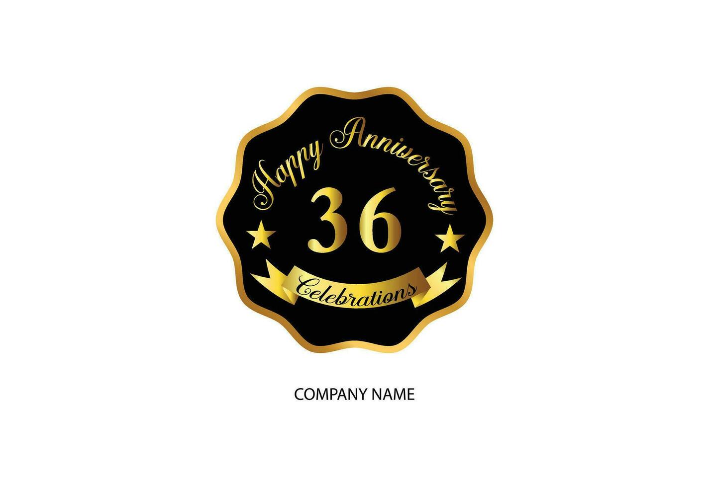 36 anniversary celebration logotype with handwriting golden color elegant design vector
