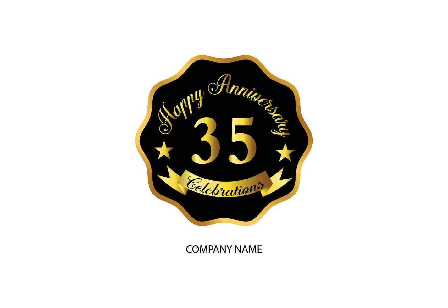 35 anniversary celebration logotype with handwriting golden color elegant design vector