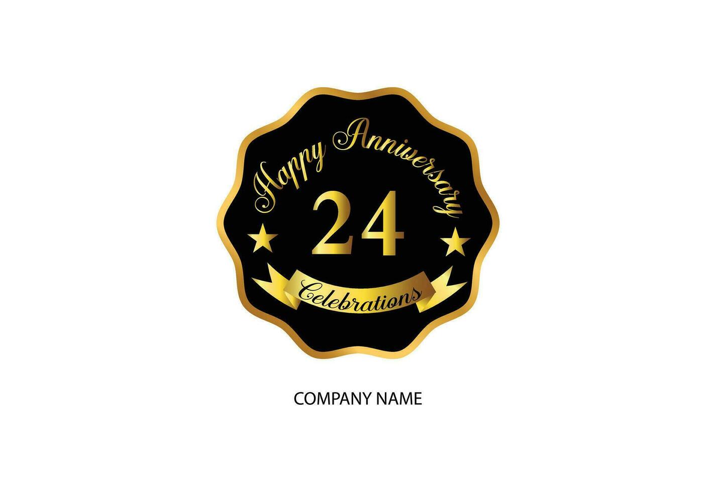 24 anniversary celebration logotype with handwriting golden color elegant design vector