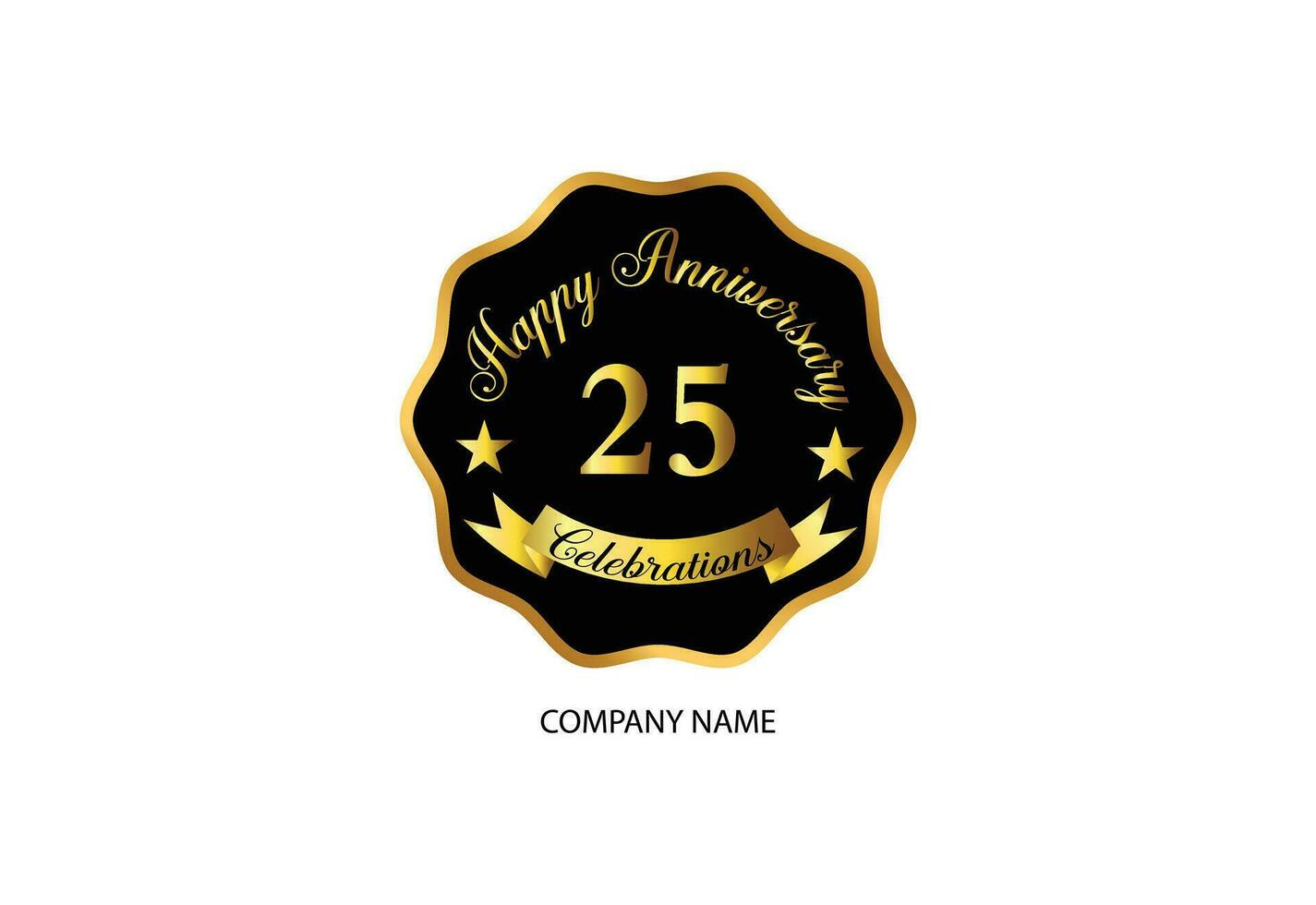 25 anniversary celebration logotype with handwriting golden color elegant design vector