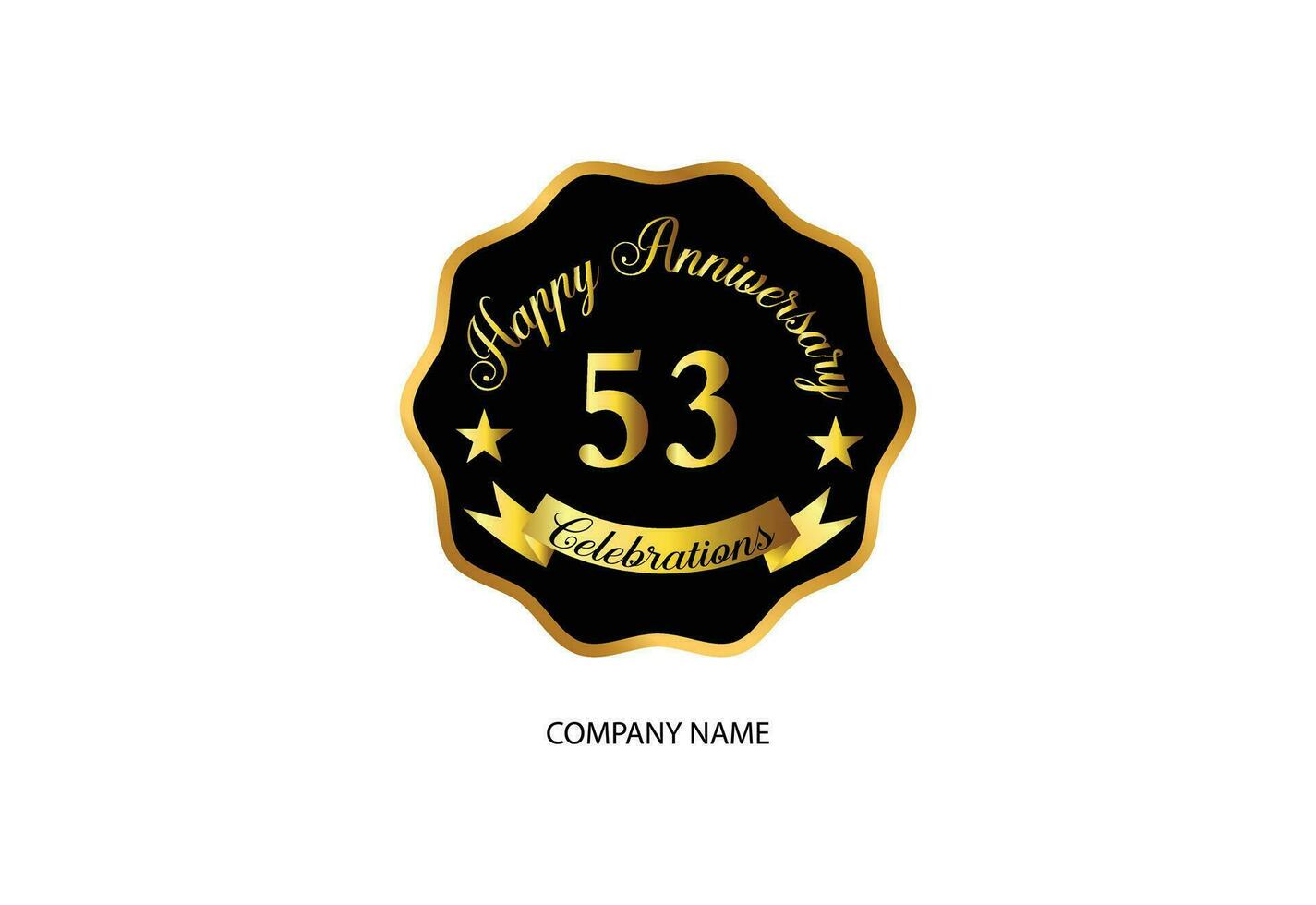 53 aniversario celebracion logotipo con escritura dorado color elegante diseño vector