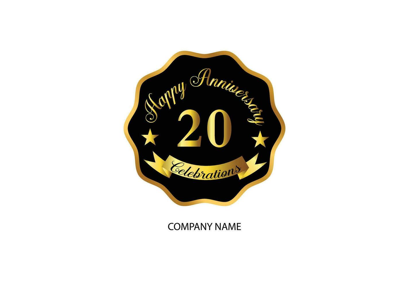 20 anniversary celebration logotype with handwriting golden color elegant design vector