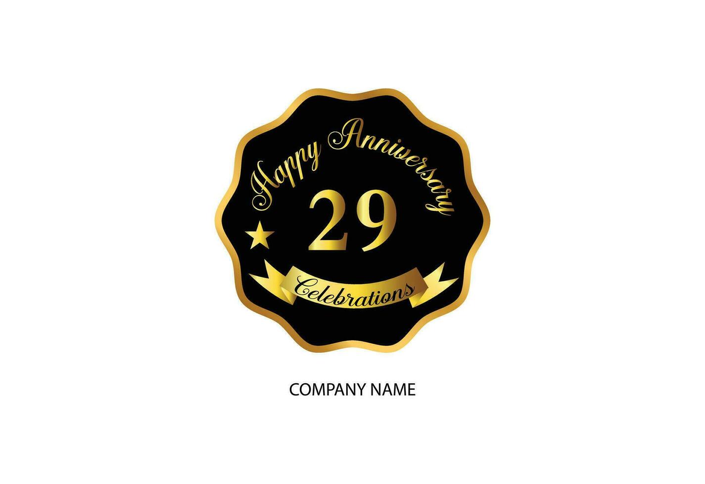 29 anniversary celebration logotype with handwriting golden color elegant design vector