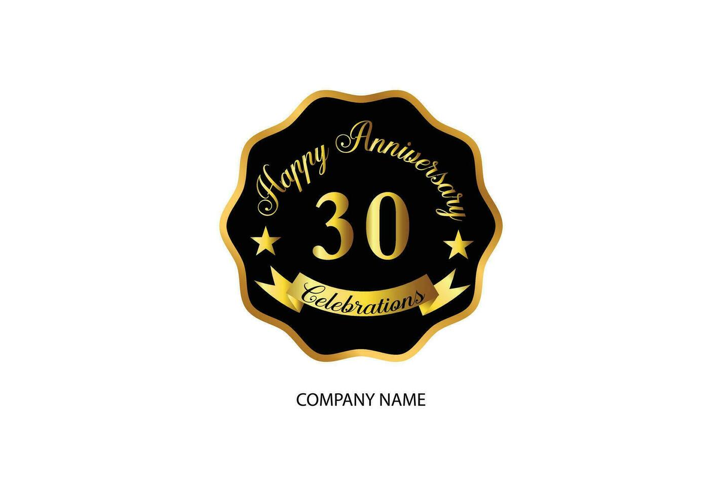30 anniversary celebration logotype with handwriting golden color elegant design vector