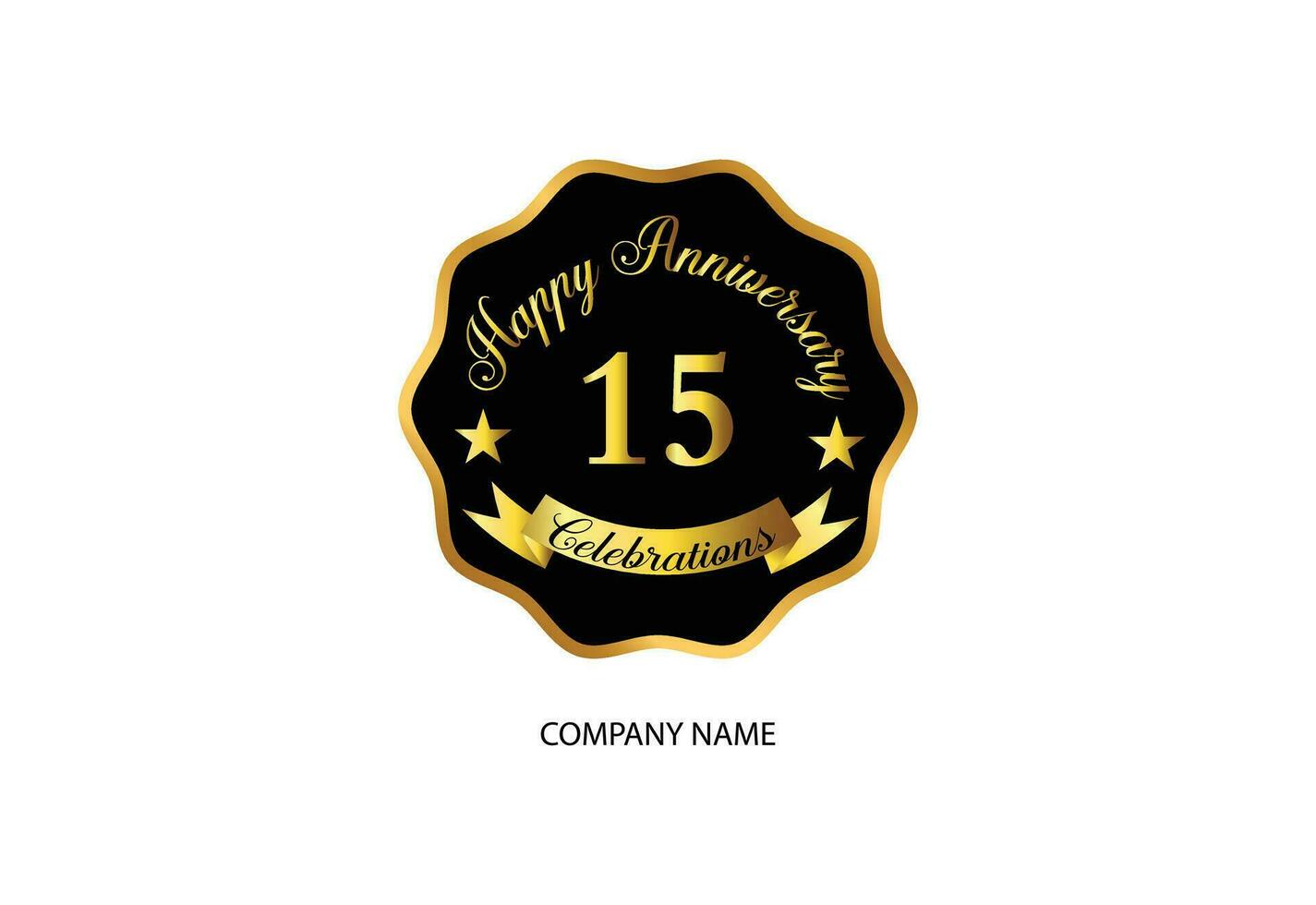 15 anniversary celebration logotype with handwriting golden color elegant design vector