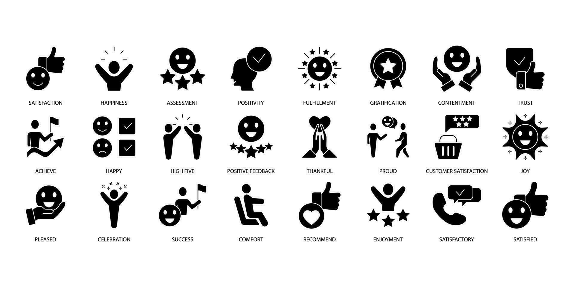 Satisfaction icons set. Set of editable stroke icons.Vector set of Satisfaction vector