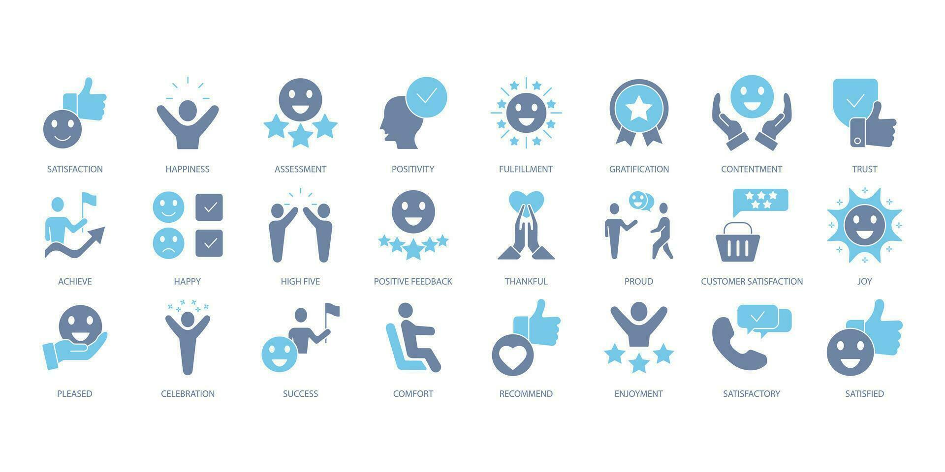 Satisfaction icons set. Set of editable stroke icons.Vector set of Satisfaction vector