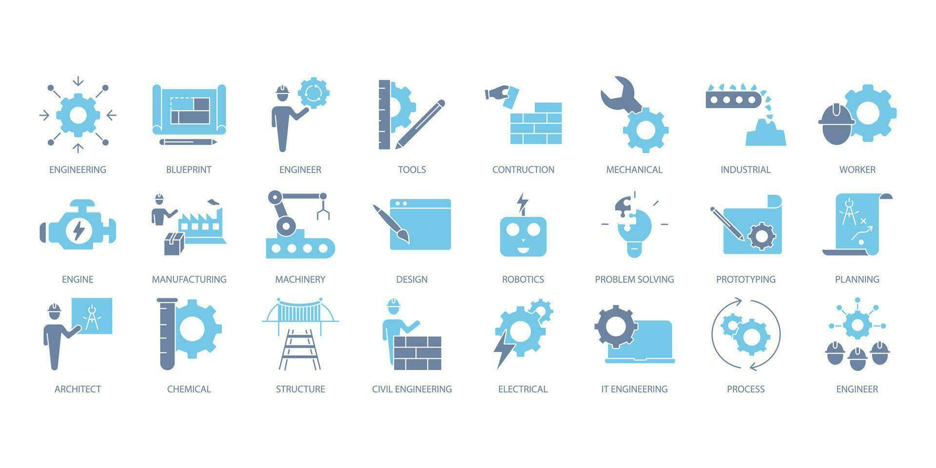 Engineering icons set. Set of editable stroke icons.Vector set of Engineering vector