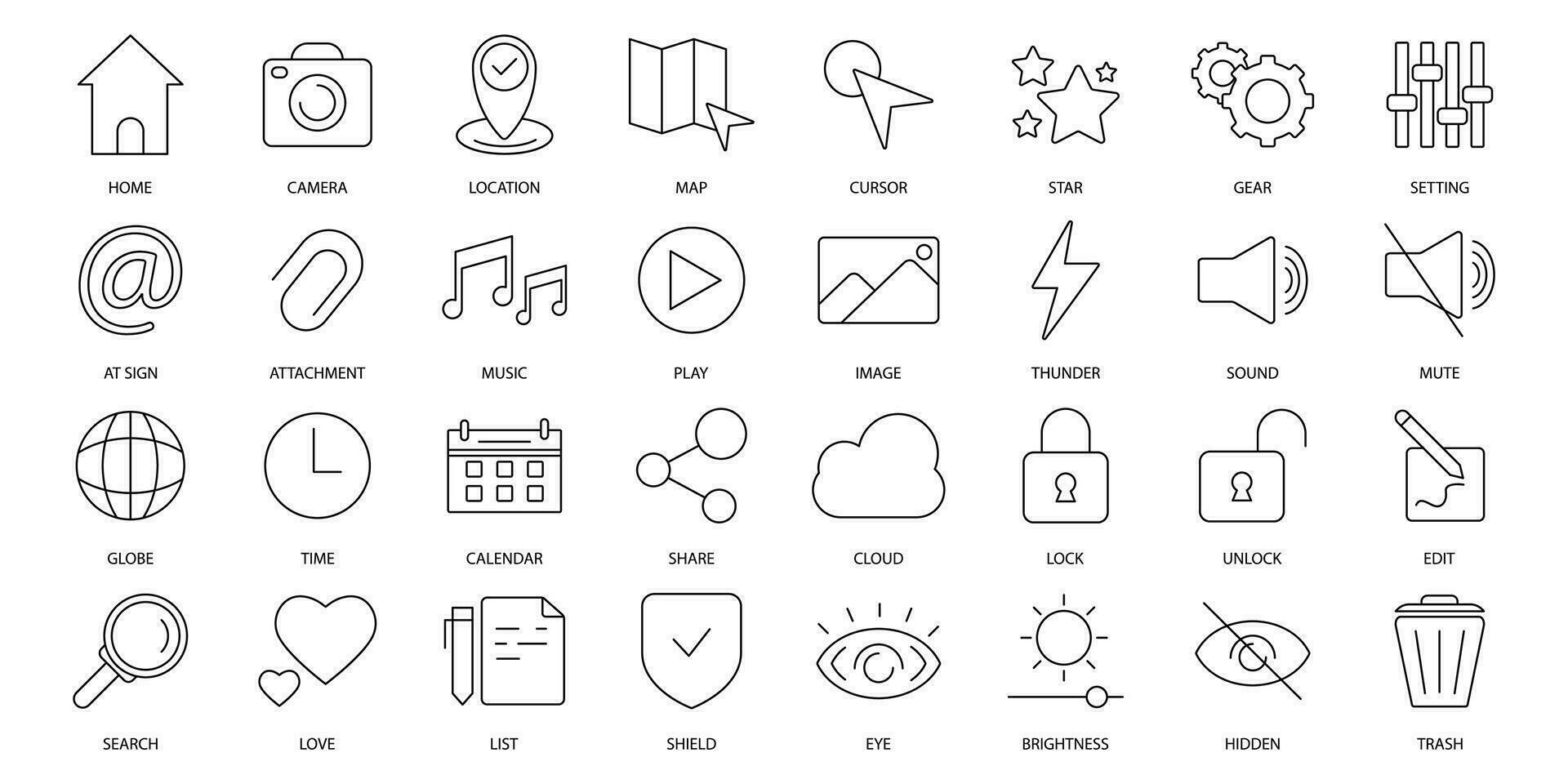 User interface icons set. Set of editable stroke icons.Vector set of User interface vector