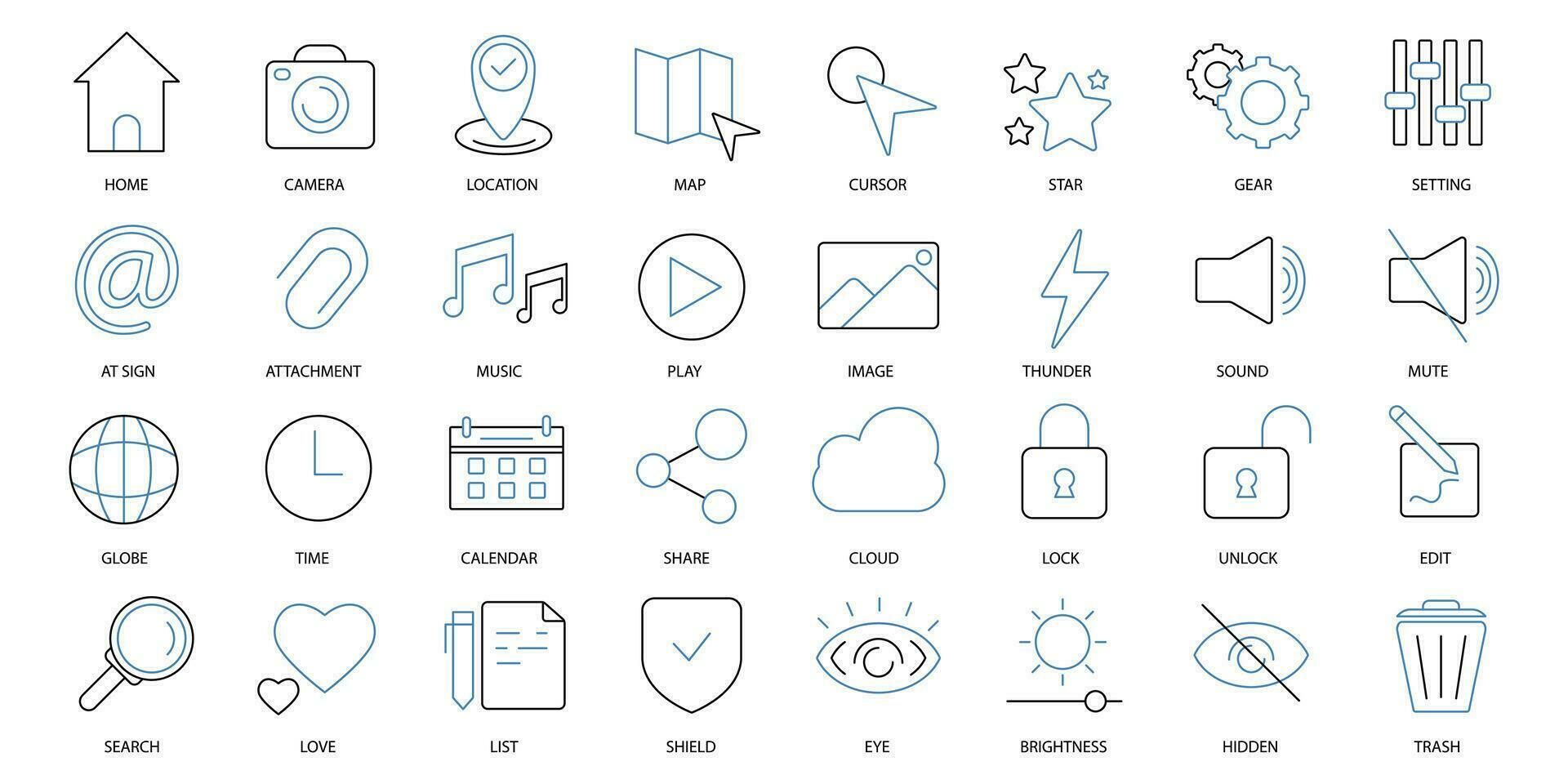 User interface icons set. Set of editable stroke icons.Vector set of User interface vector