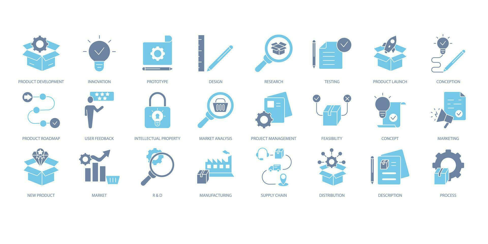 Product development icons set. Set of editable stroke icons.Vector set of Event Product development vector