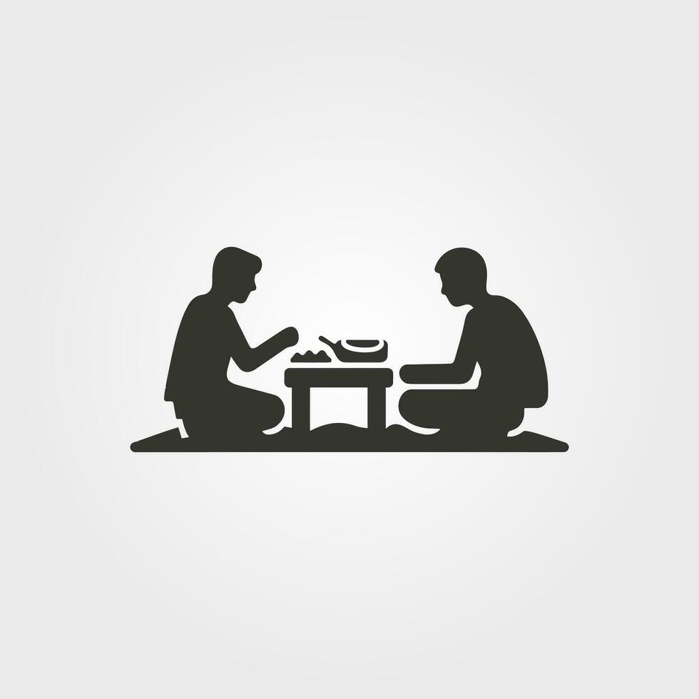 Two friends having a picnic icon - Simple Vector Illustration