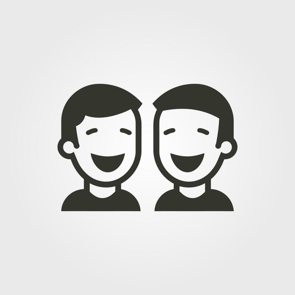 dos amigos riendo juntos icono - sencillo vector ilustración
