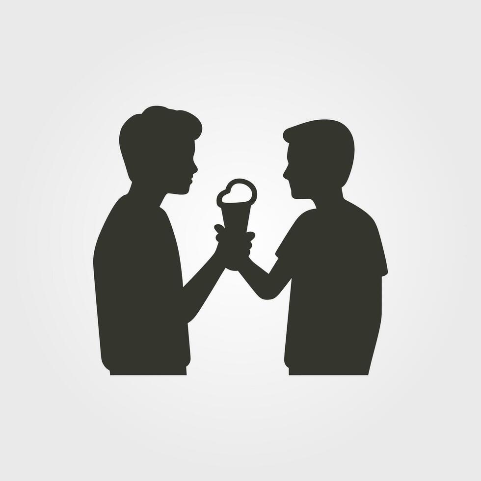 dos amigos compartiendo un hielo crema icono - sencillo vector ilustración