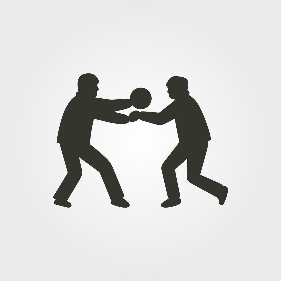 Two friends having a snowball fight icon - Simple Vector Illustration