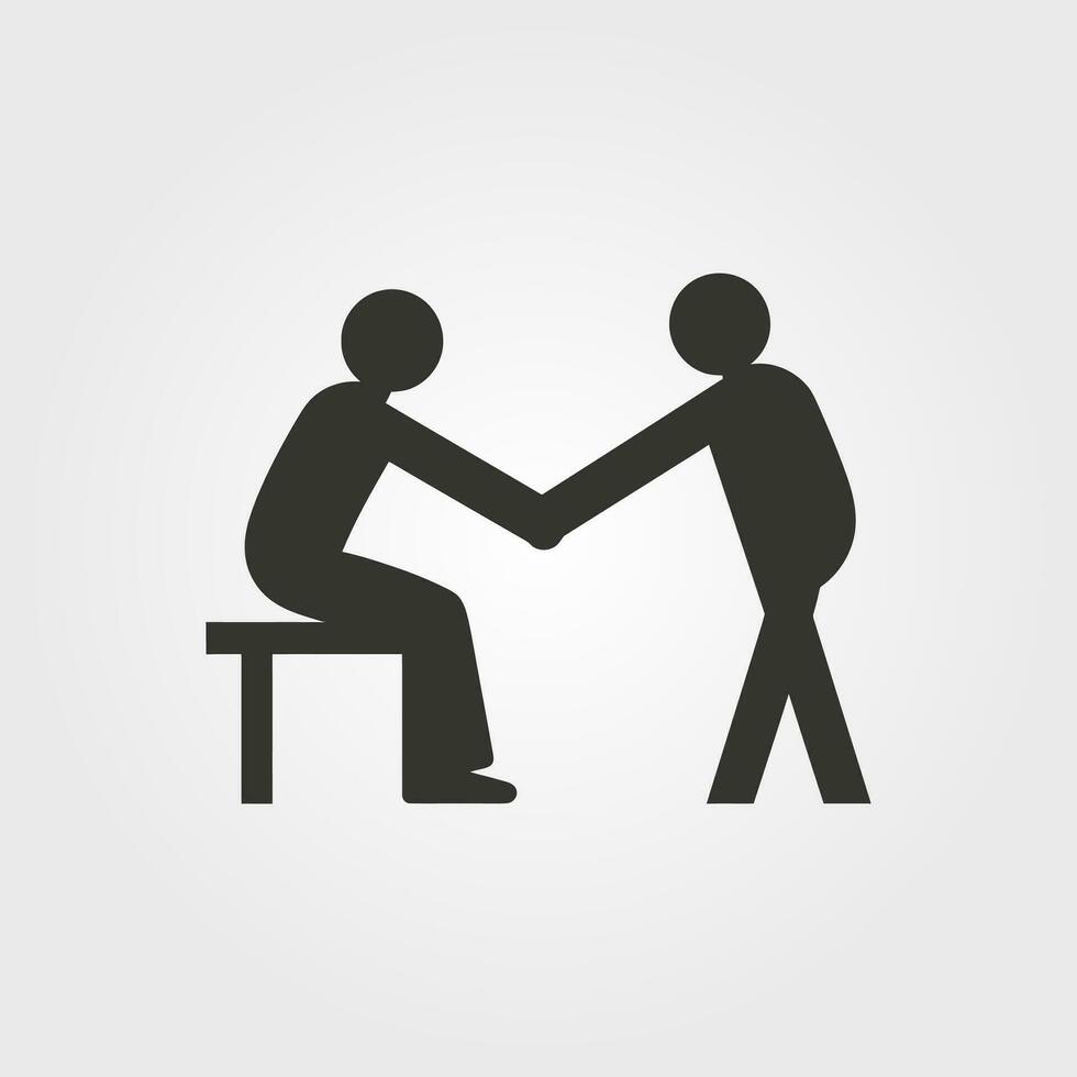 Two people helping each other icon - Simple Vector Illustration