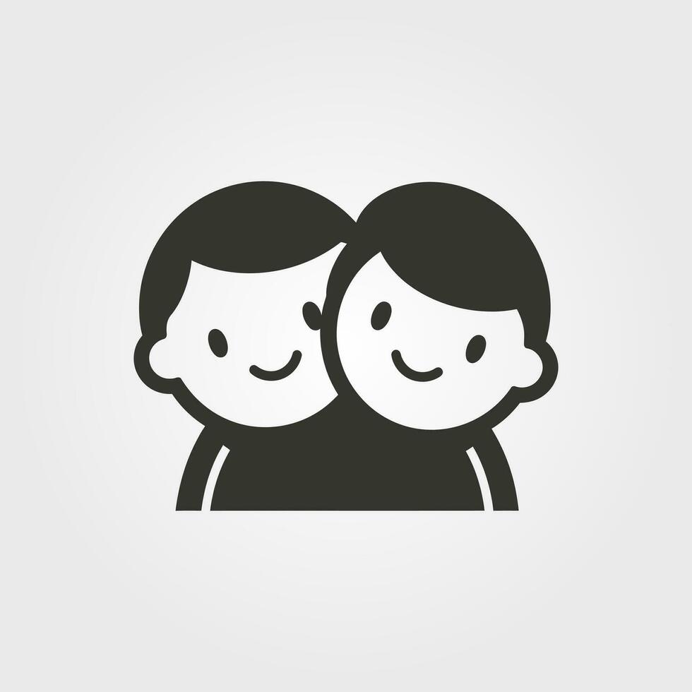 Two friends smiling and hugging icon - Simple Vector Illustration