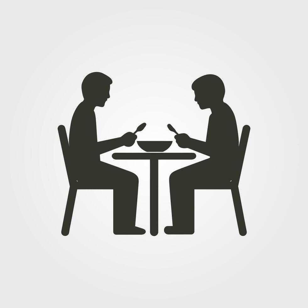 Two friends eating together icon - Simple Vector Illustration