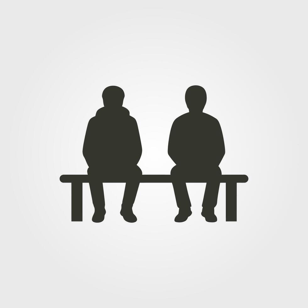 Two people sitting on a park bench icon - Simple Vector Illustration