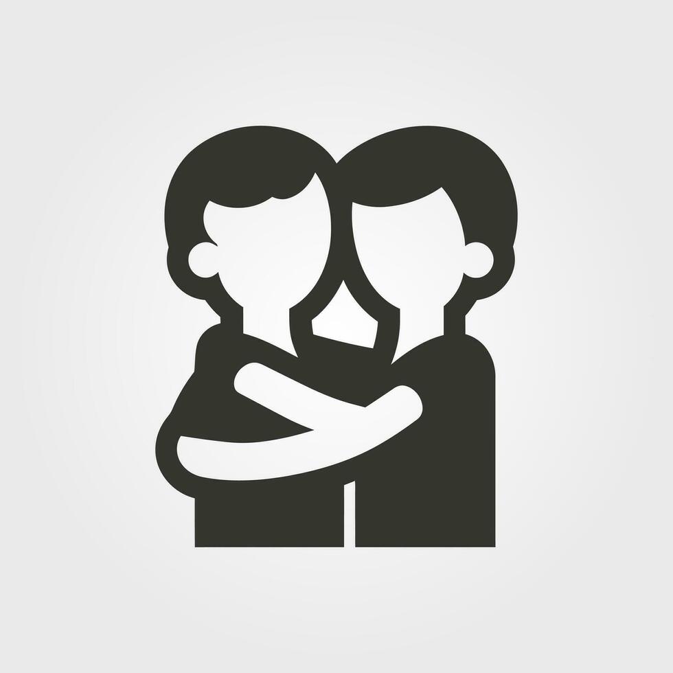 Two friends sharing a hug icon - Simple Vector Illustration