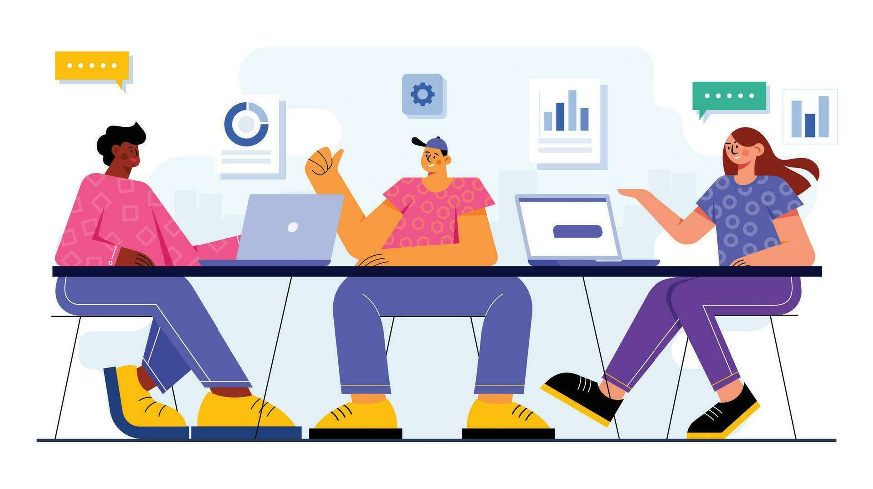 Businesspeople discussing the business plan, Business meeting, People at presentation conference, Project strategy, Business people working together vector