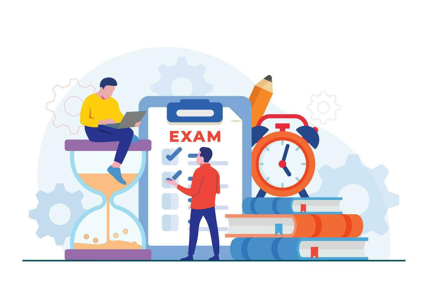 examination concept, online test, Education concept flat illustration, Student characters facing online exams vector