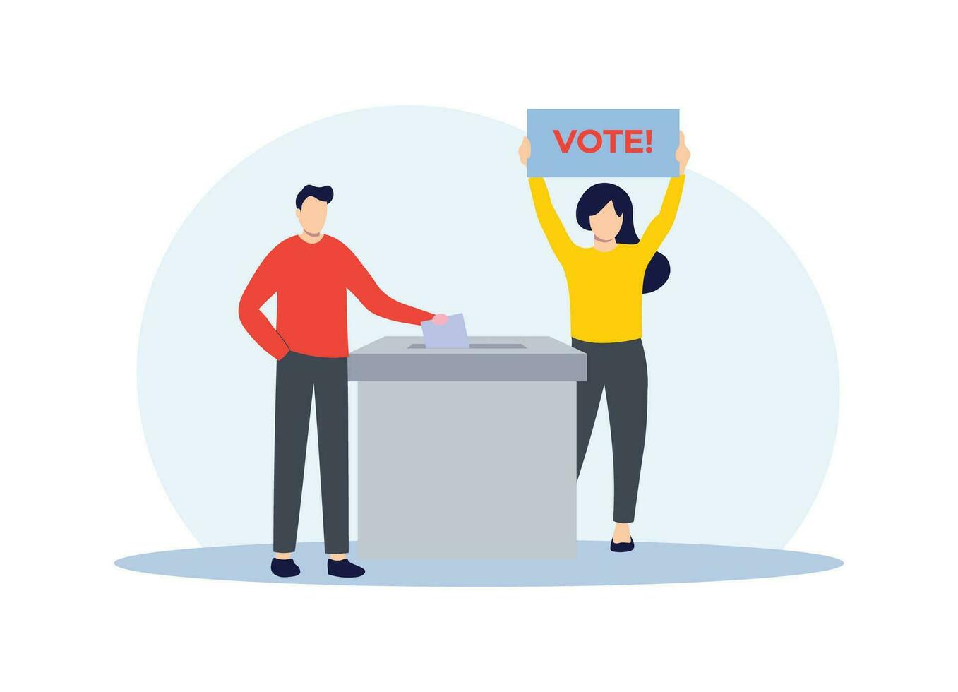 People put the voting ballot in the ballot box, Polling or survey concept, Election concept, Votes for women vector