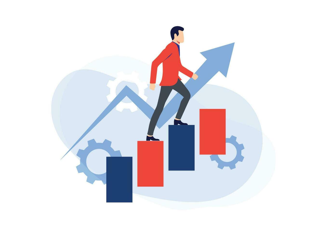 personal crecimiento y financiero éxito plano ilustración plantilla, superación personal, Autodesarrollo, metáfora crecimiento personalidad, personal potencial progreso, carrera crecimiento, motivar empleado a crecer vector