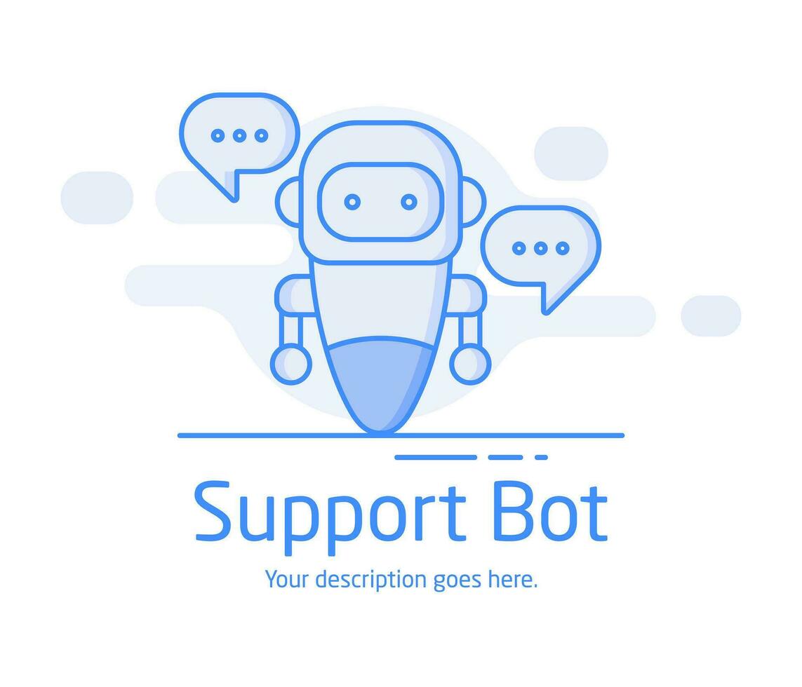Customer support service with artificial intelligence, chatbot, support bot, robot icon thin line vector illustration
