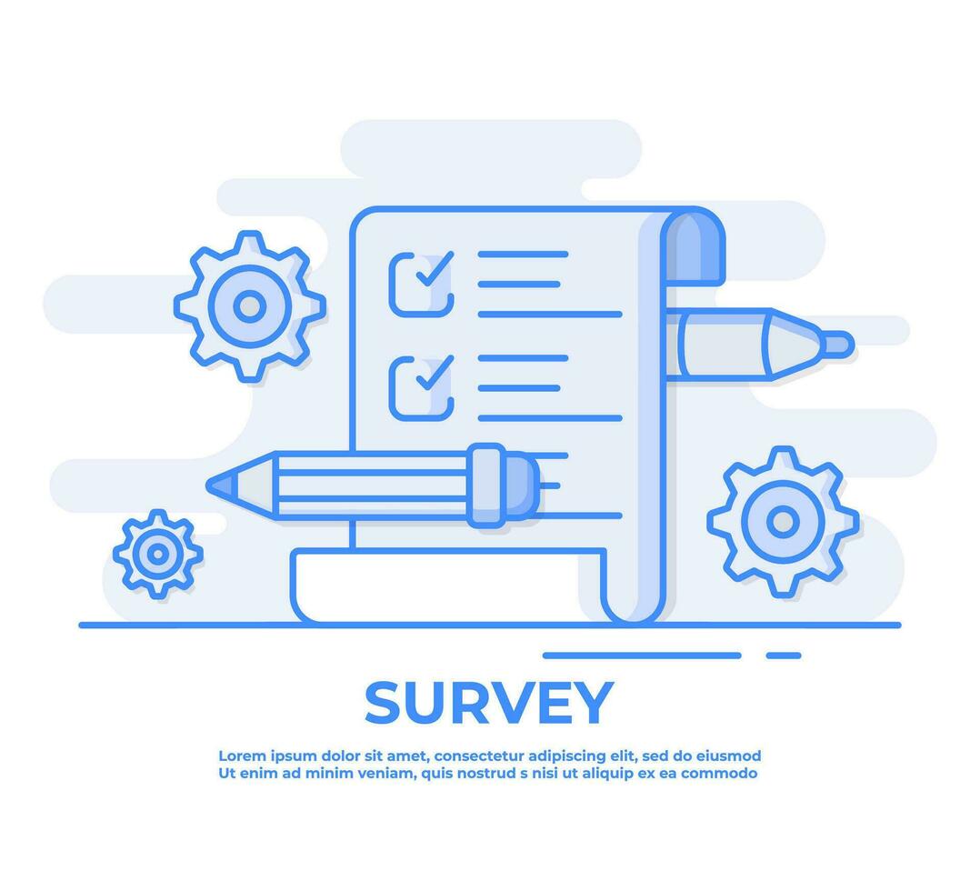Clipboard with checkboxes, pencil, diagram, magnifying glass, Checklist, Complete tasks, To-do list, Survey concept flat vector illustration for business task, exams