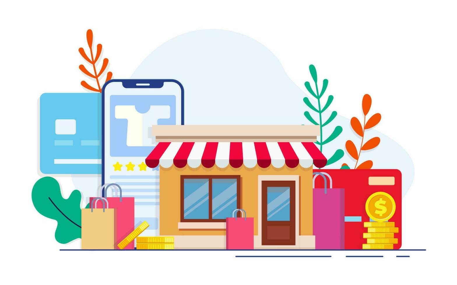 online shopping concept flat vector illustration, Fashion clothing online store on smartphone screen, Online shop, e-commerce,