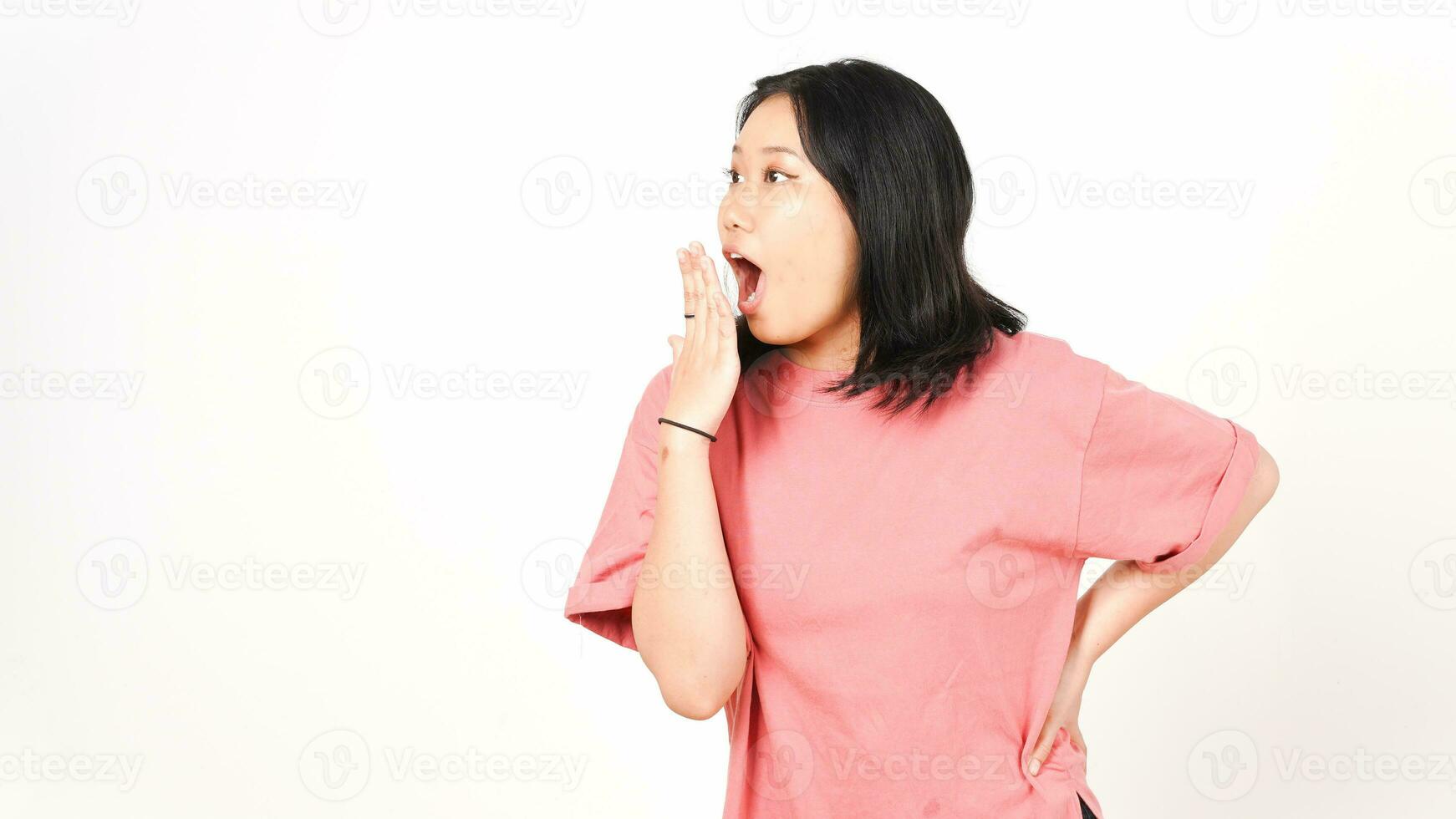 Shocked Face Expression Of Beautiful Asian Woman Isolated On White Background photo