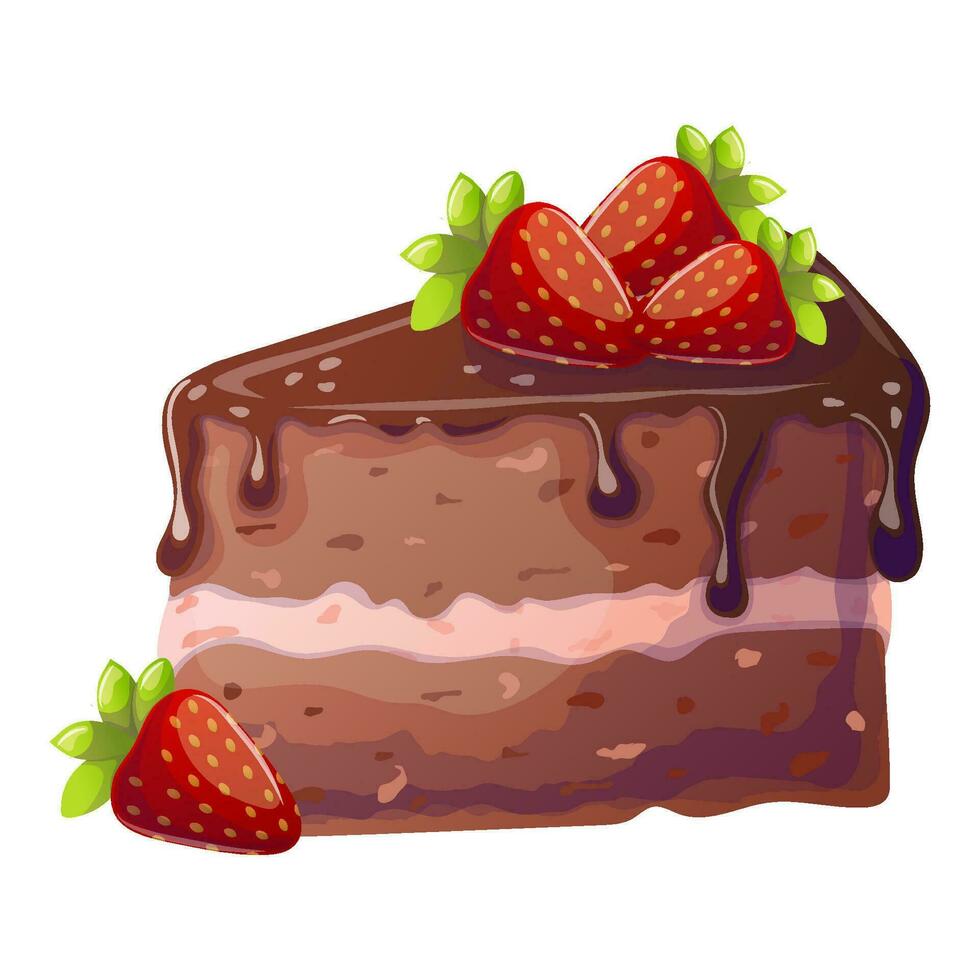 Chocolate cake in cartoon style. Vector illustration for poster, banner ...