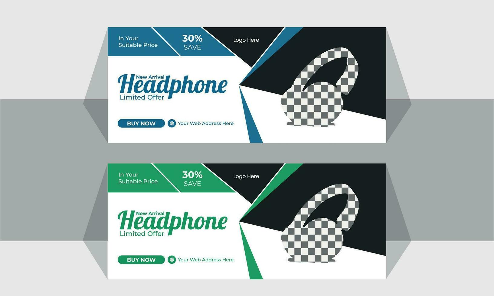 vector headphone web banner design