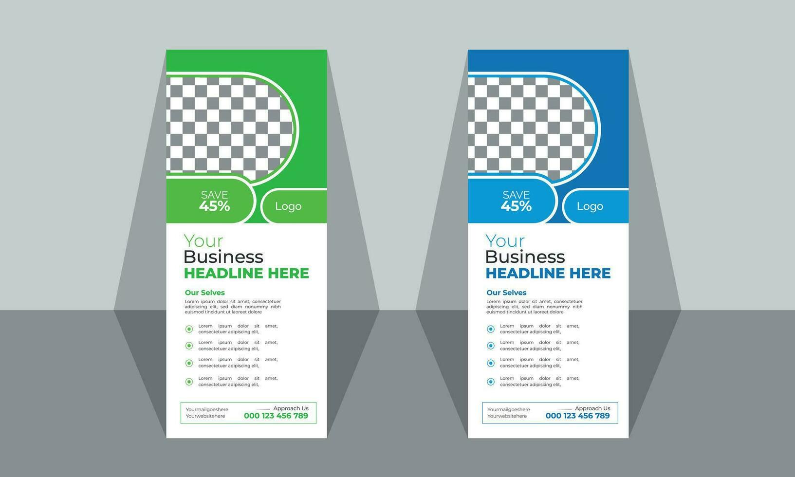 vector gradient business roll up banner vertical set.