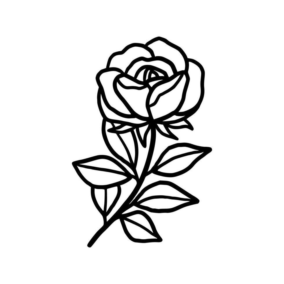 Vintage hand drawn rose floral line art logo element vector